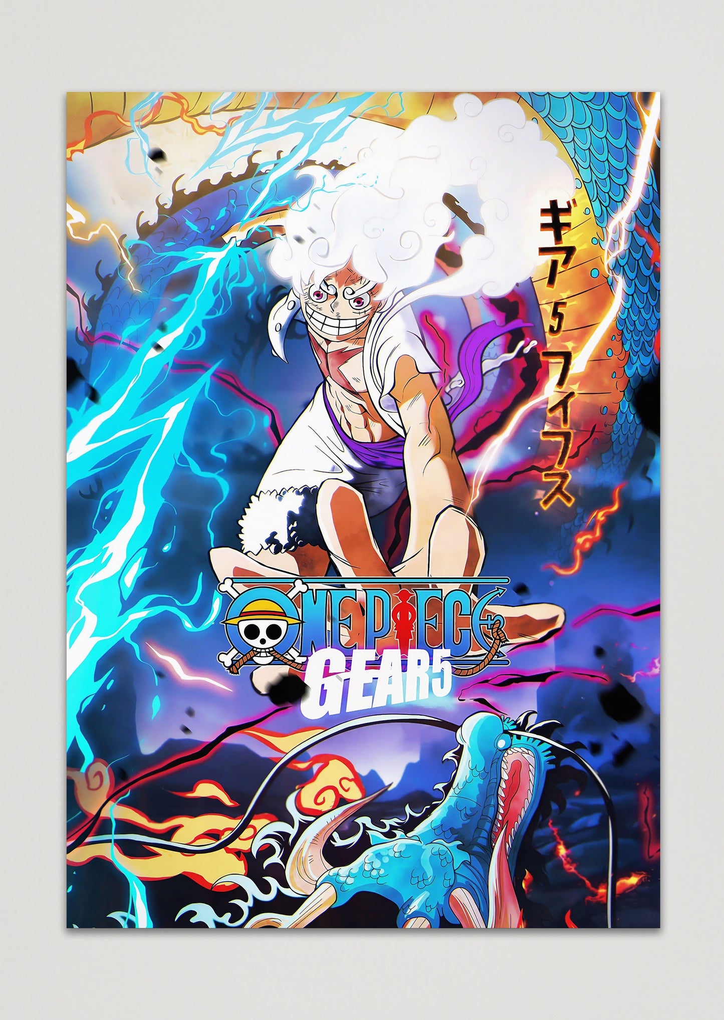 Monkey D Luffy Gear 5 One Piece Anime Metal Poster