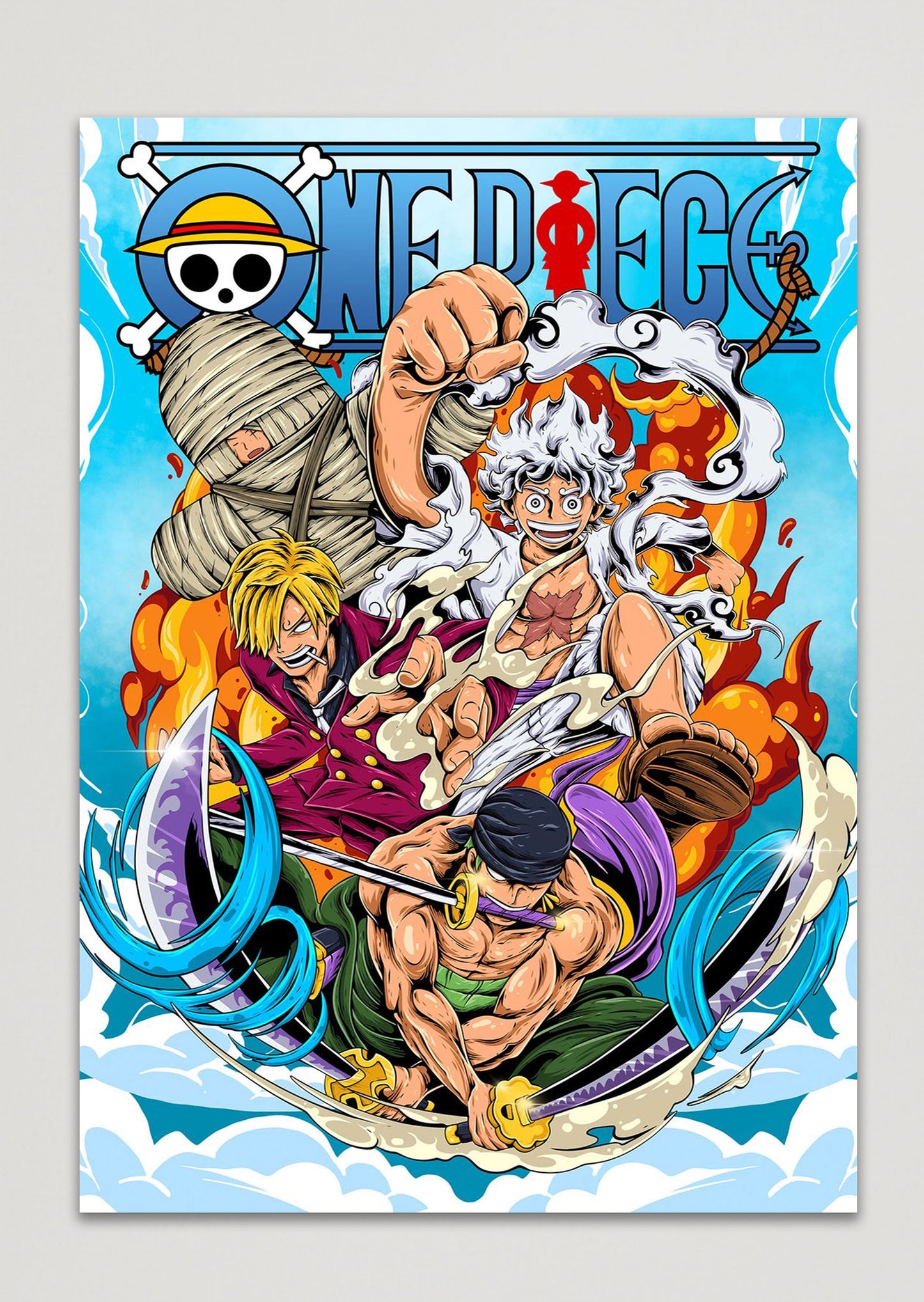 Luffy, Zoro & Sanji One Piece Anime Metal Poster | Legendary Trio of Pirates