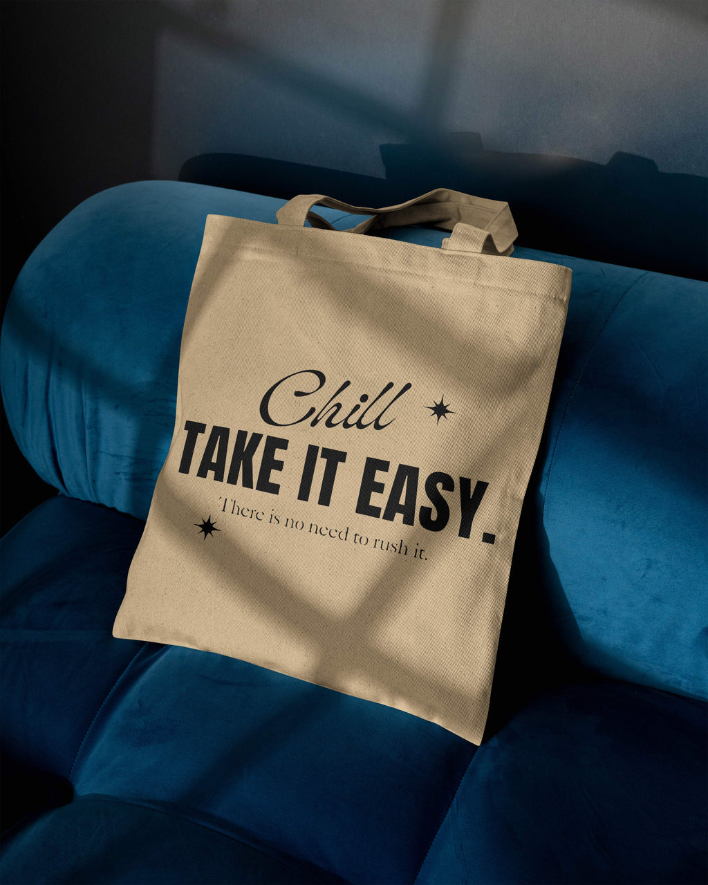 Chill Take It Easy Printed Canvas Tote Bag – Minimal Street Style Cotton Tote  Reusable Everyday Canvas Shopping Bag (15 x 16 inch, Natural Beige)