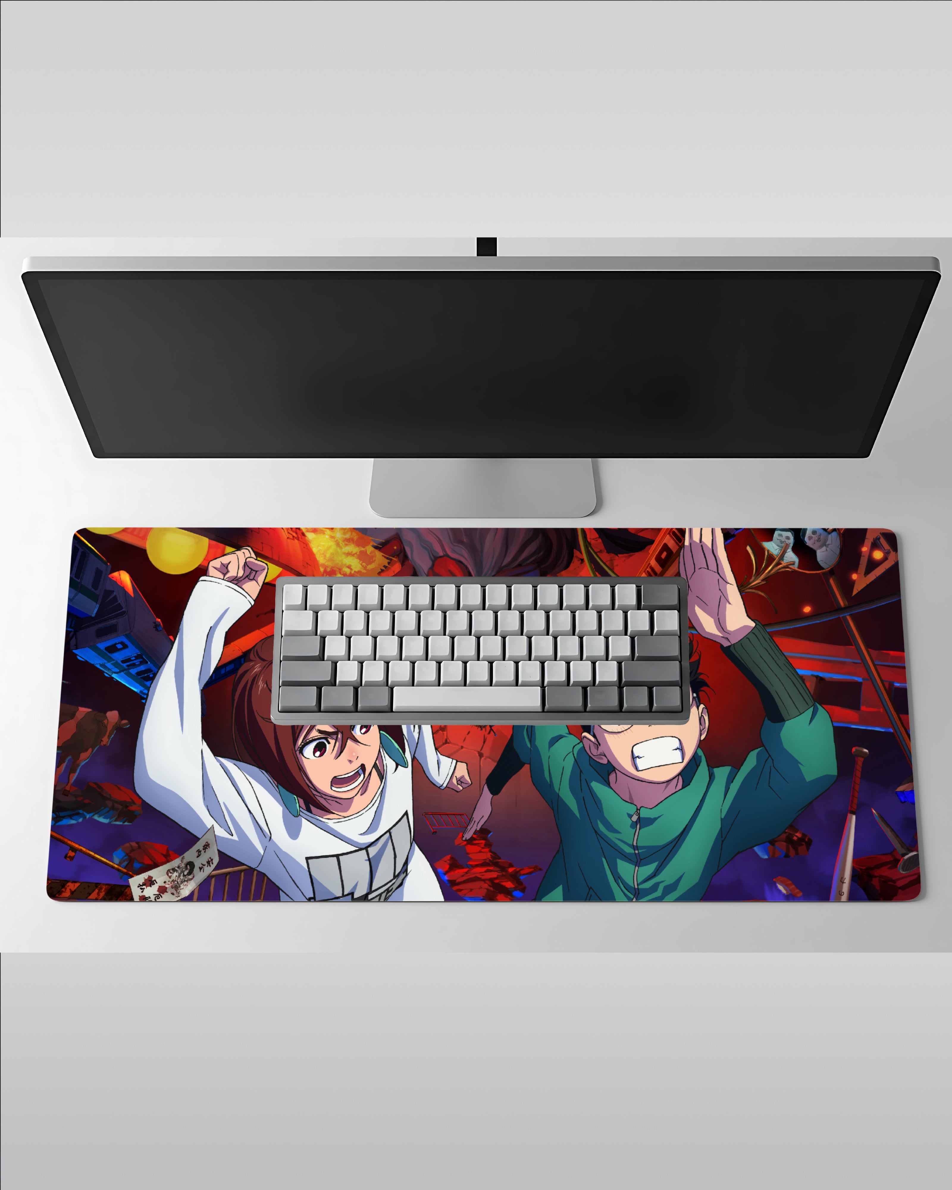 Dandadan Desk Mat – Bold Graphic Gaming Pad | Smooth 58 × 28 cm Desk Surface