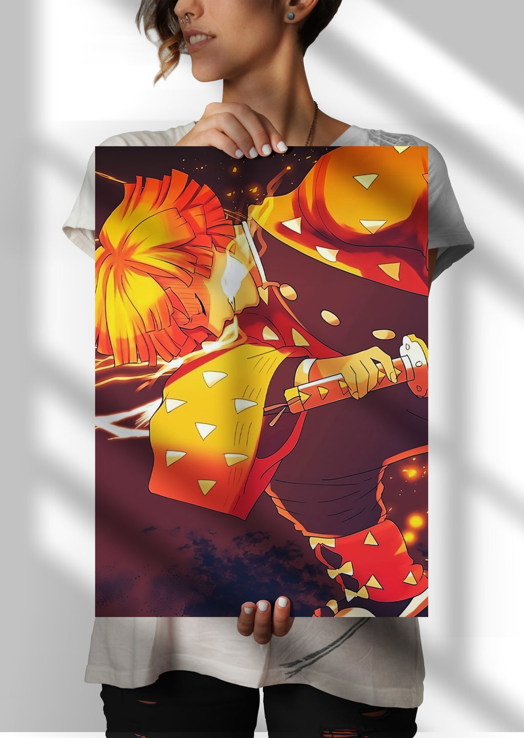 Zenitsu Agatsuma Demon Slayer  Anime Metal Poster