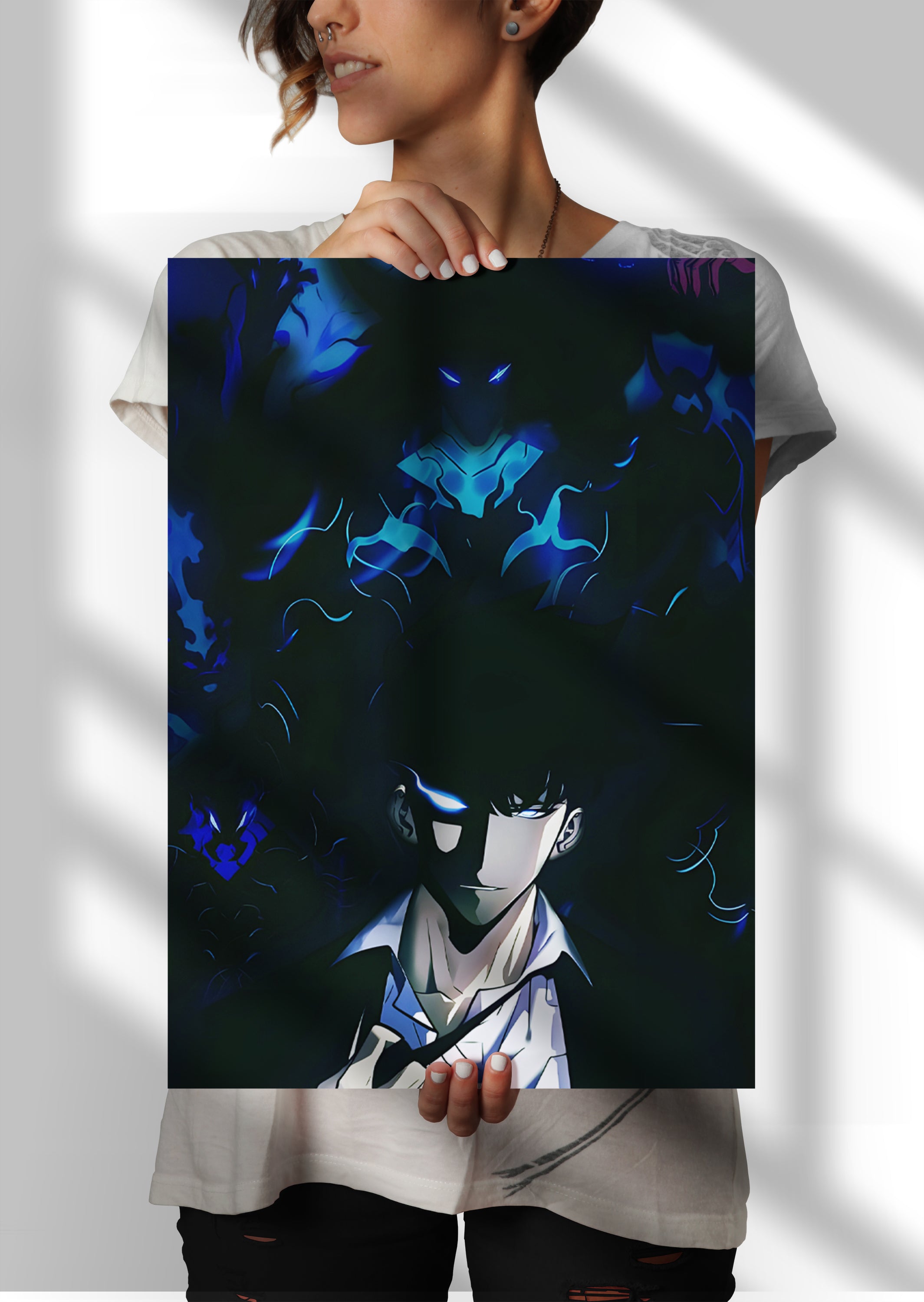 Solo Leveling Sung Jin Woo Shadow Monarch Anime Metal Poster
