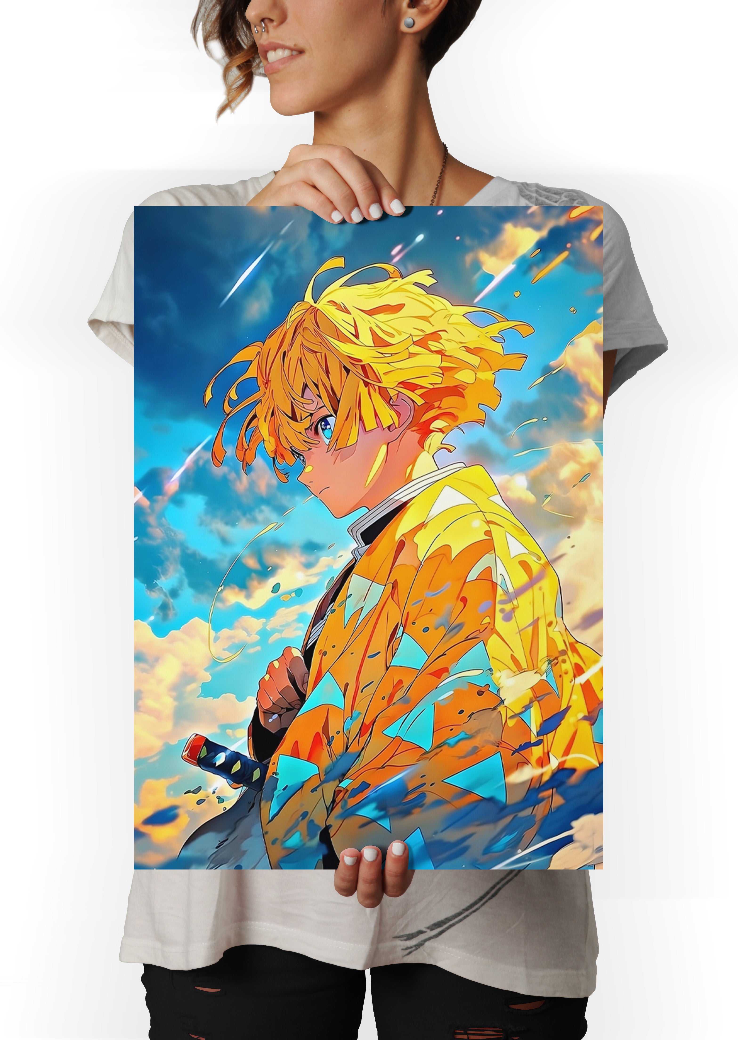 Zenitsu Agatsuma Demon Slayer Anime Metal Poster