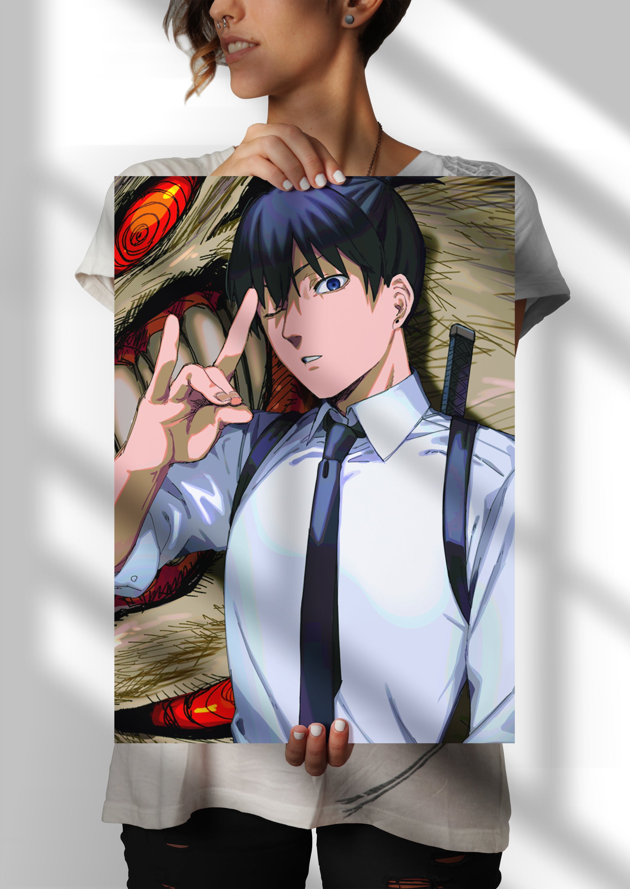 Chainsaw Man Aki Hayakawa Anime Metal Poster