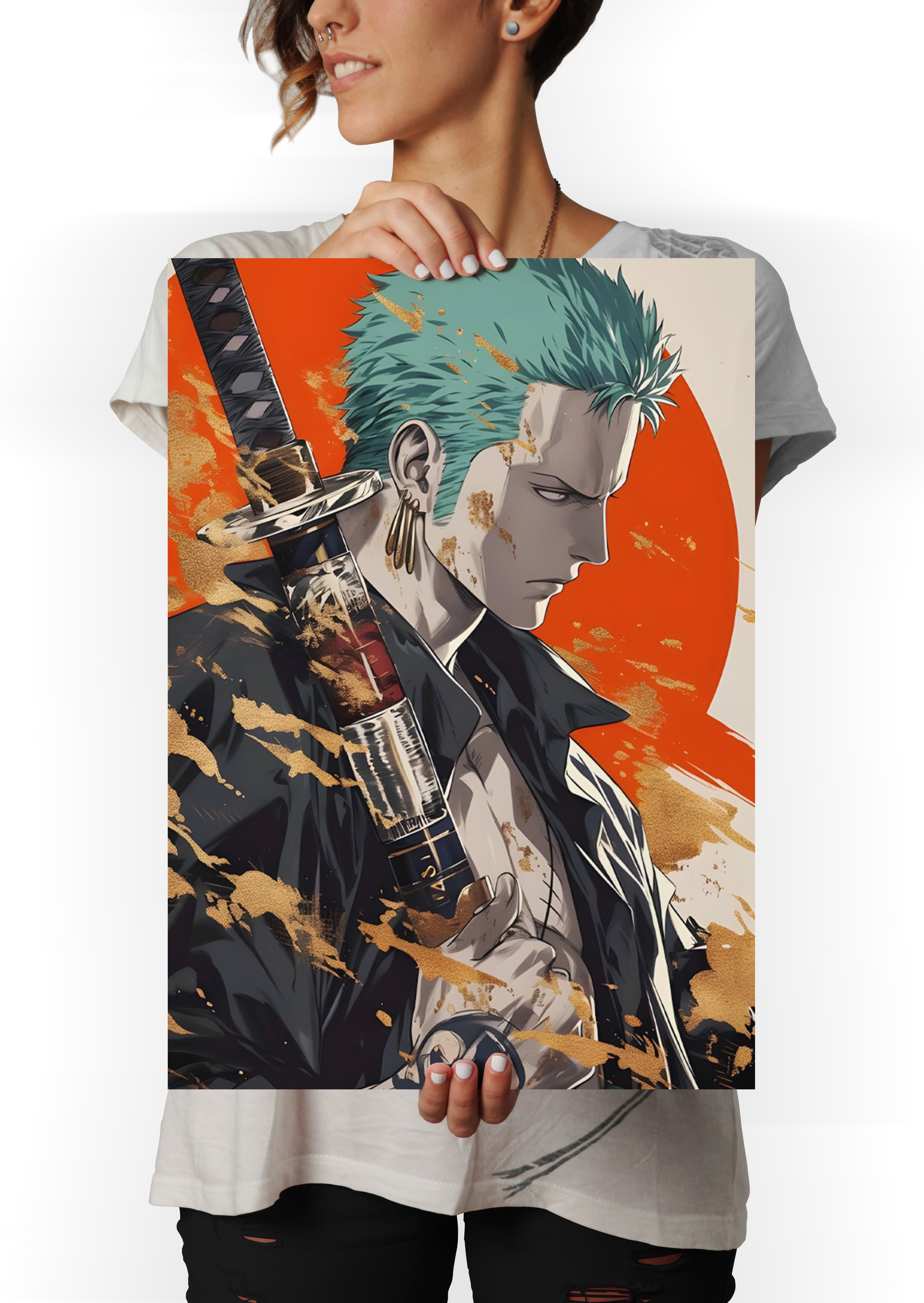 Roronoa Zoro With Sword One Piece Anime Metal Poster