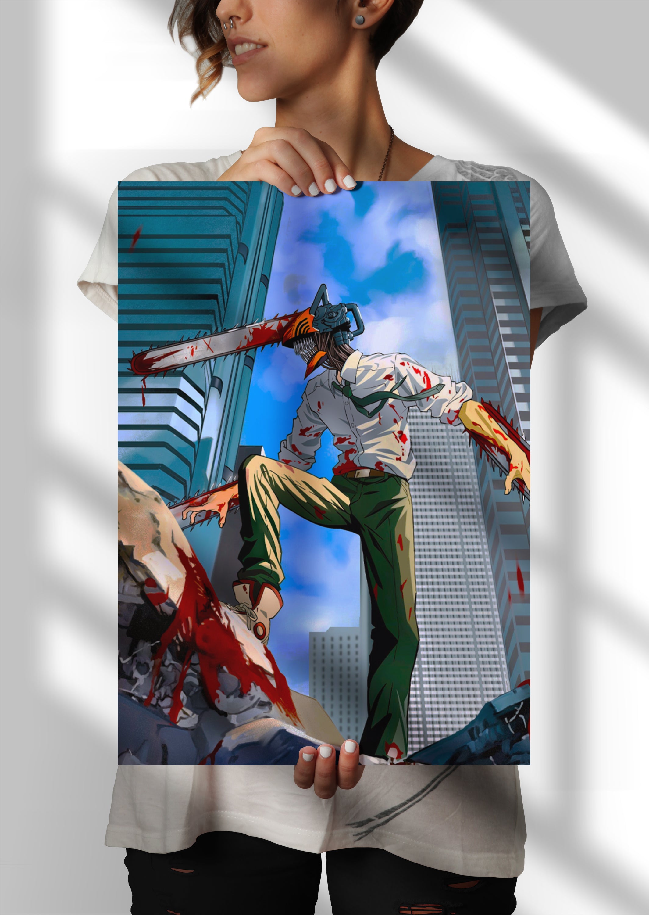 Chainsaw Man Denji and Pochita Anime Metal Poster