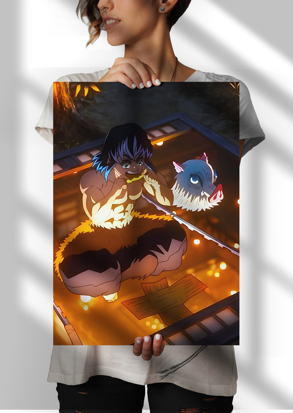 Inosuke Hashibira Demon Slayer Infinity Castle Anime Metal Poster