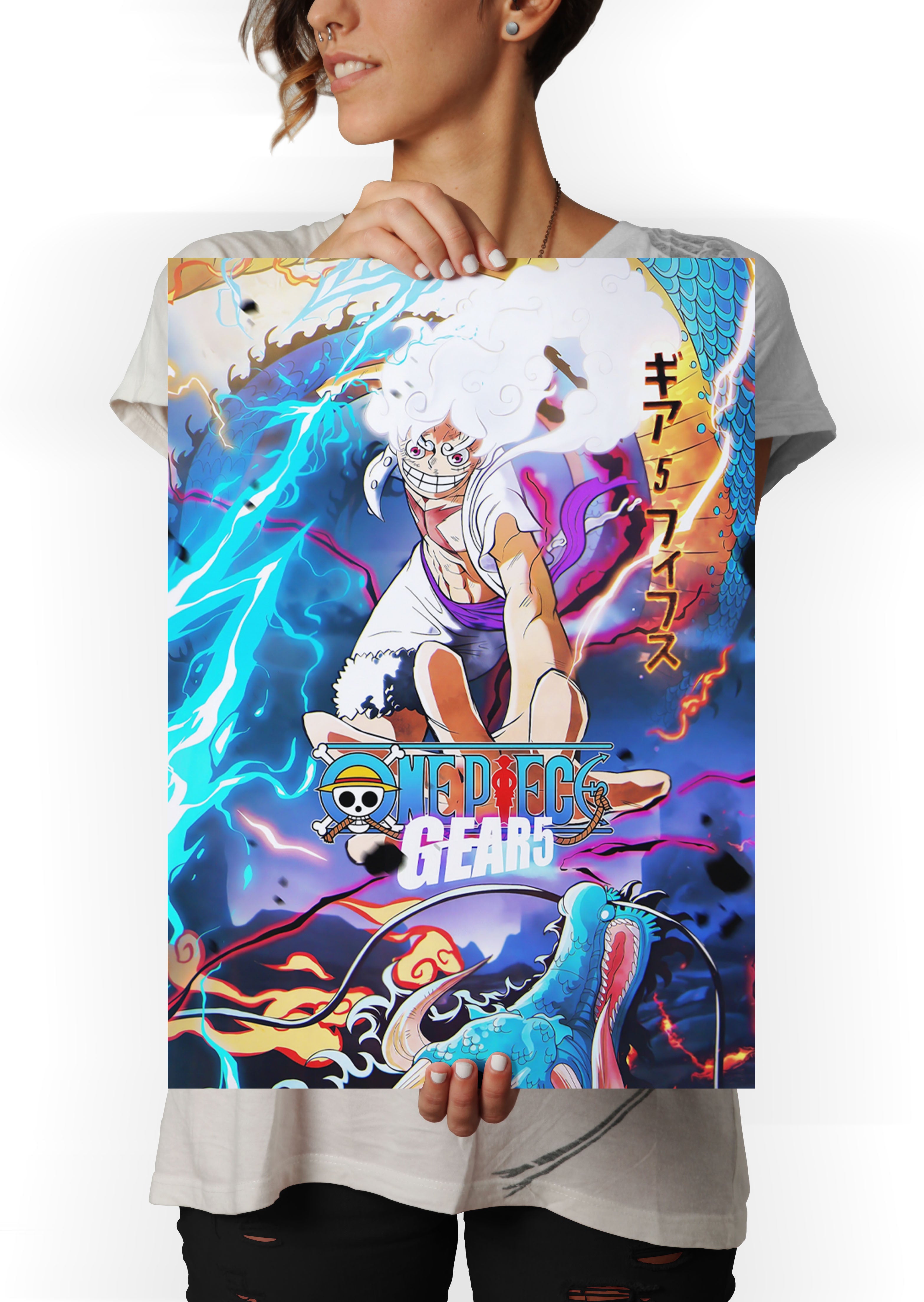 Monkey D Luffy Gear 5 One Piece Anime Metal Poster