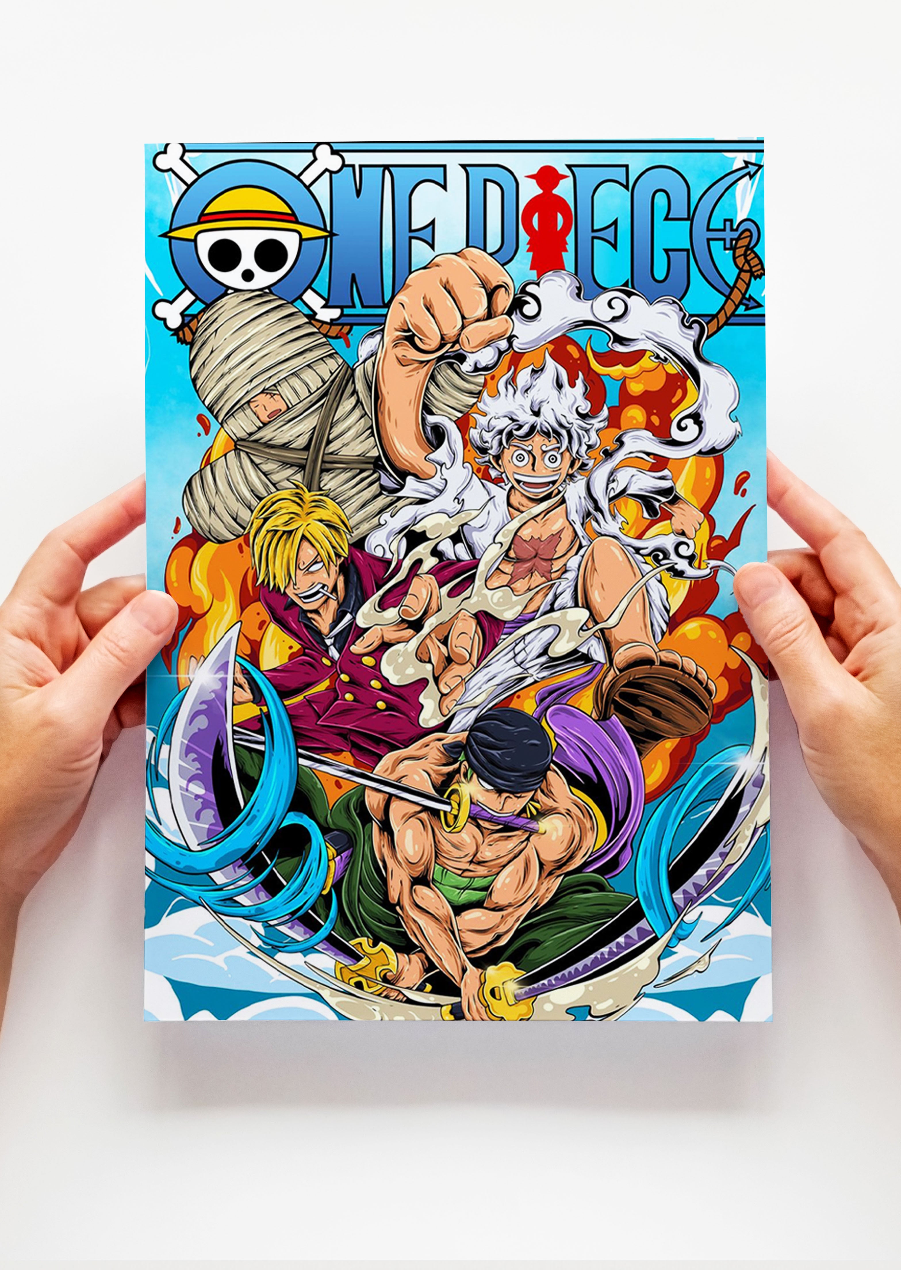 Luffy, Zoro & Sanji One Piece Anime Metal Poster | Legendary Trio of Pirates