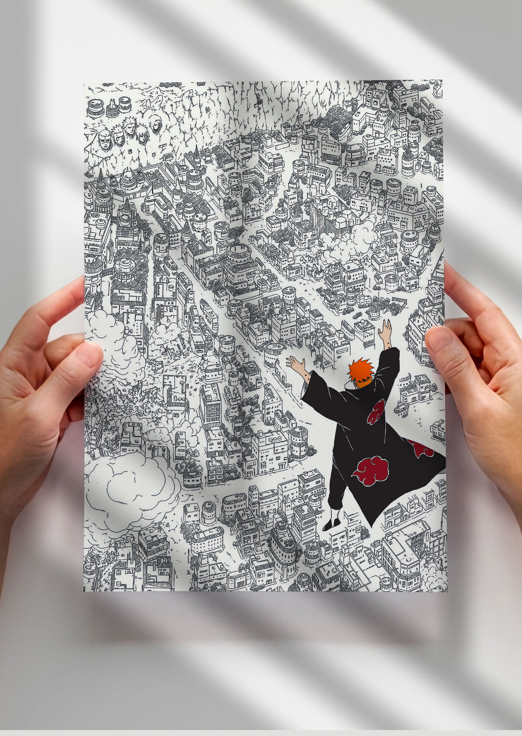 Akatsuki Pain attacks Leaf Village - Naruto Shippuden Anime Metal Poster