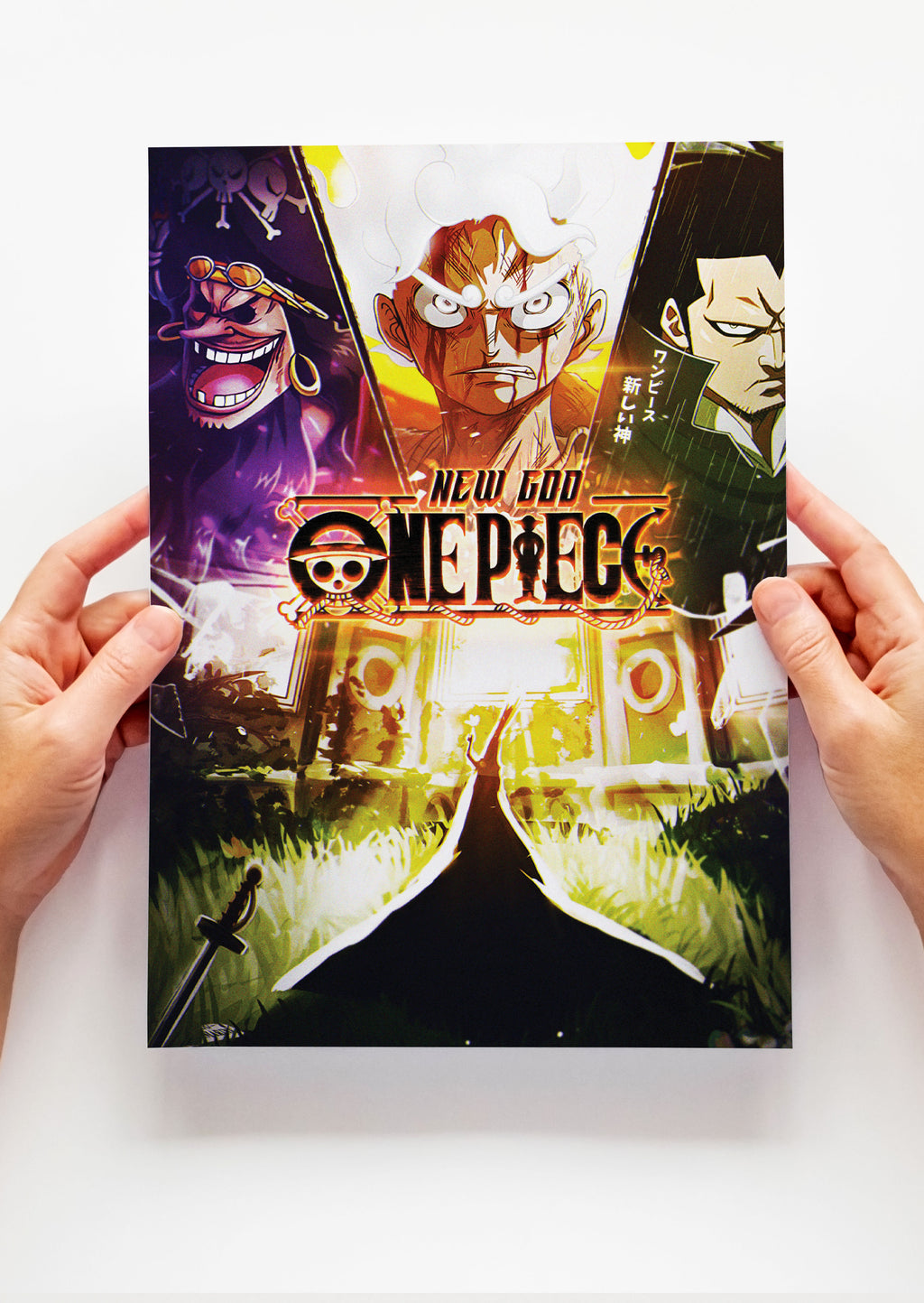 Blackbeard, Luffy Gear 5, Dragon, and Imu Anime Metal Poster