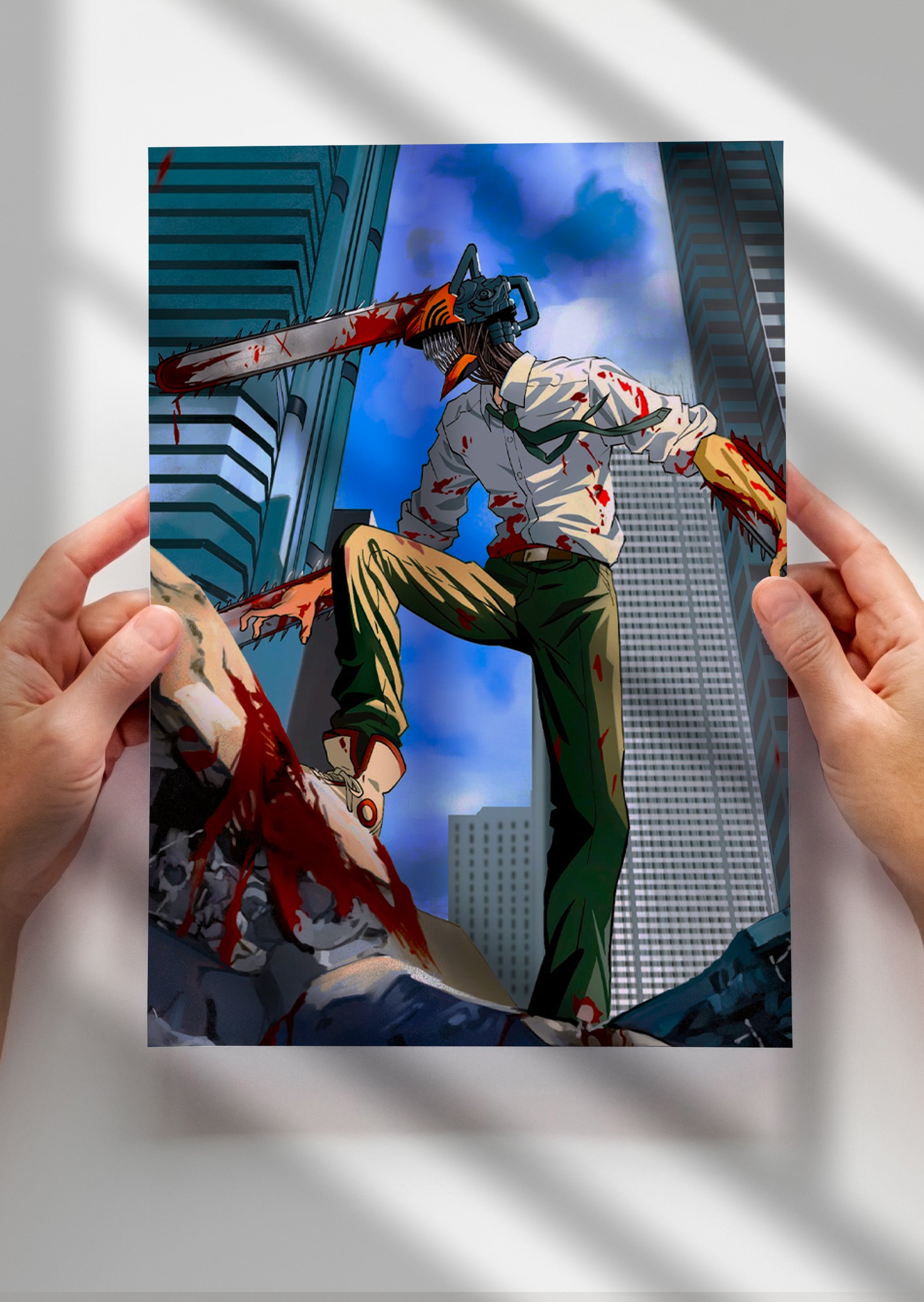 Chainsaw Man Denji and Pochita Anime Metal Poster