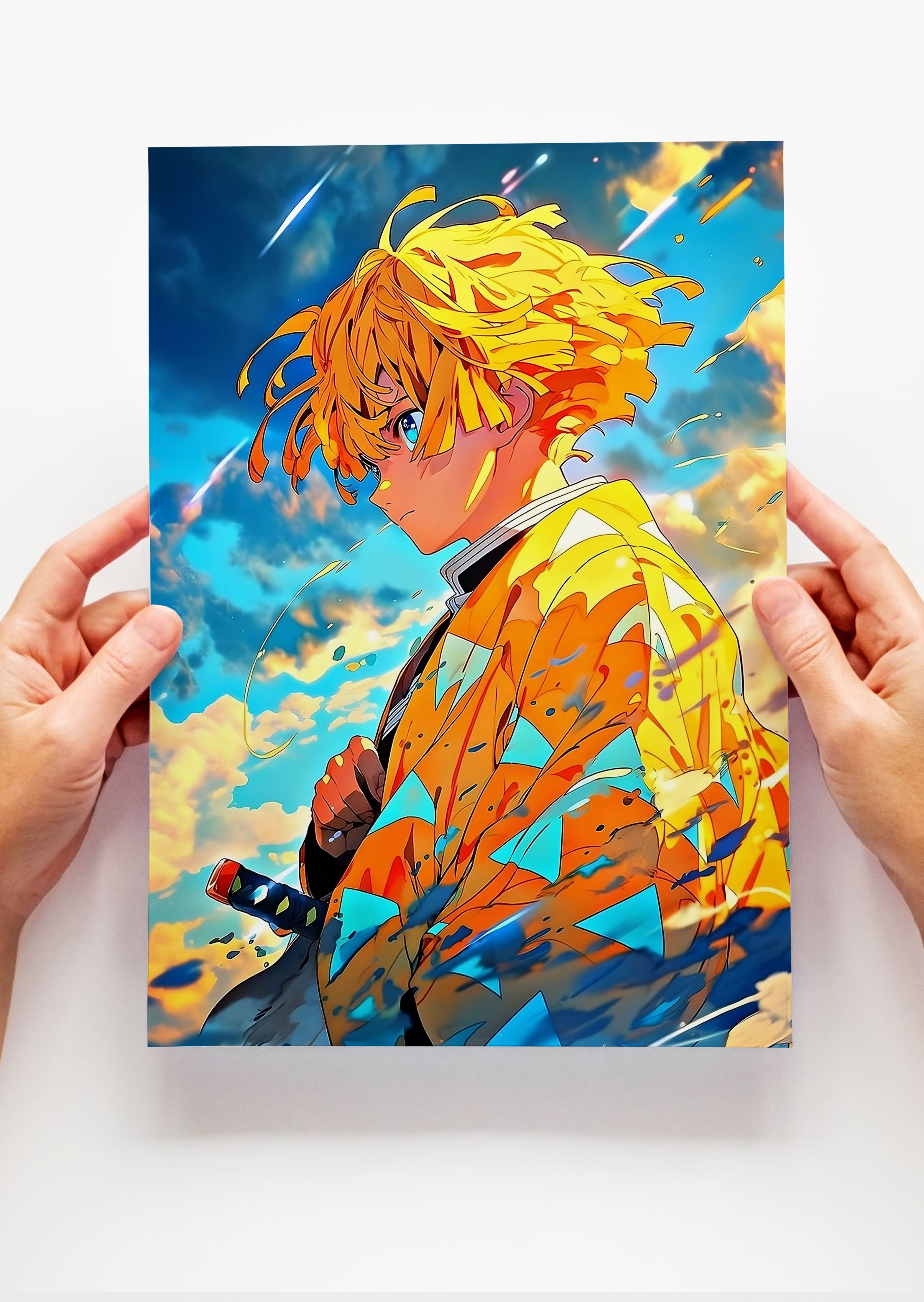 Zenitsu Agatsuma Demon Slayer Anime Metal Poster