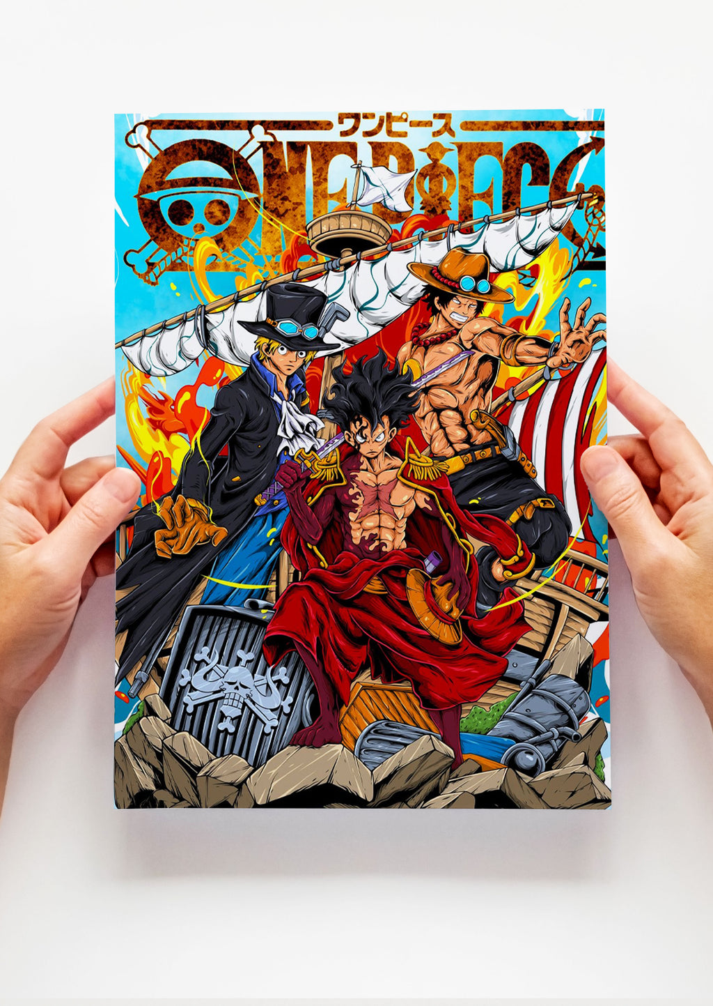 Luffy, Ace & Sabo One Piece Anime Metal Poster | Brothers Forever