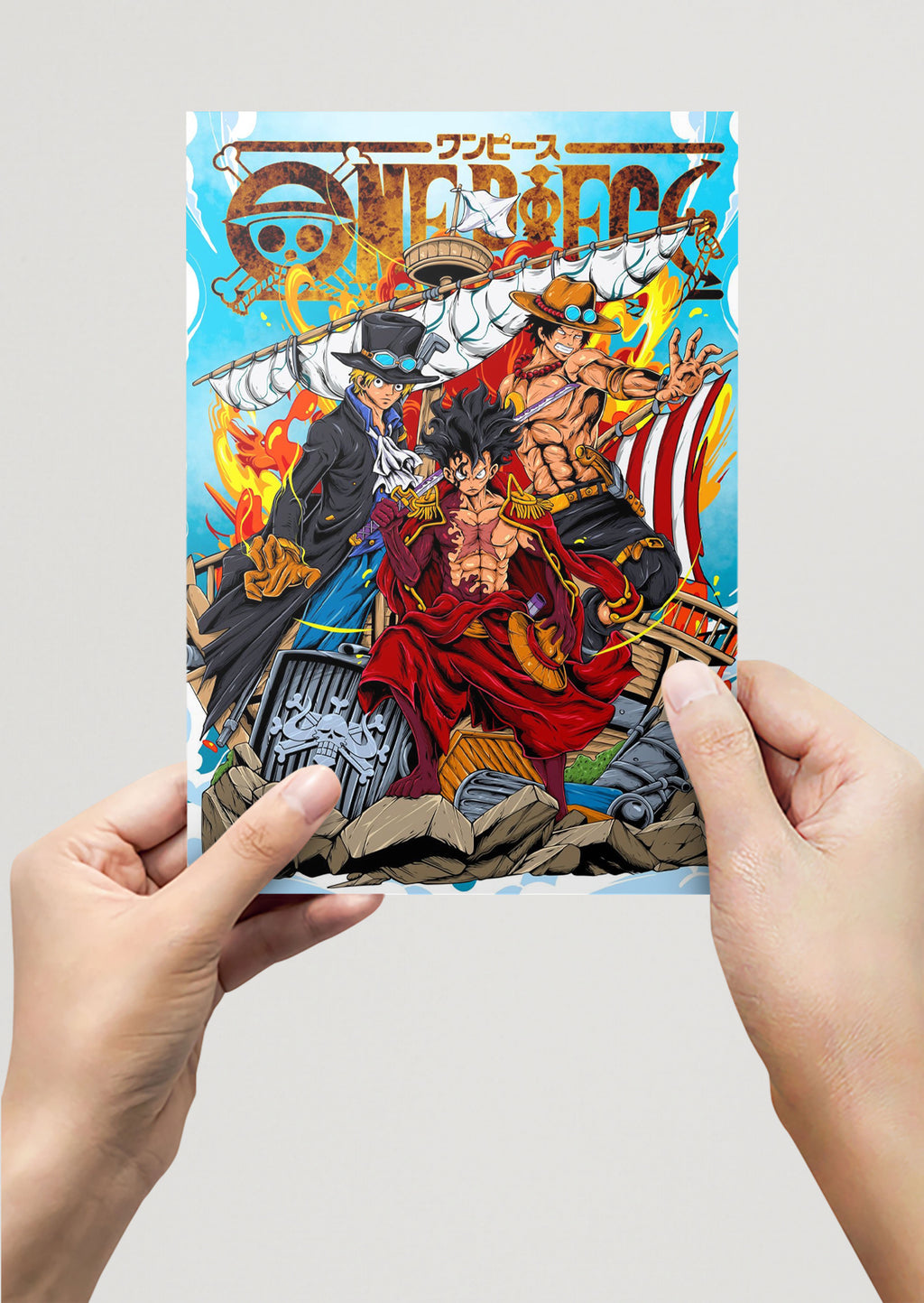 Luffy, Ace & Sabo One Piece Anime Metal Poster | Brothers Forever