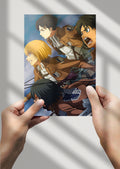 Attack on Titan Eren Yeager, Mikasa Ackerman, Armin Arlert, and Levi Ackerman Anime Metal Poster