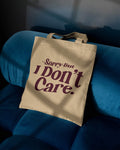 I Don’t Care Printed Canvas Tote Bag – Bold Graphic Cotton Tote  Reusable Everyday Canvas Shopping Bag (15 x 16 inch, Natural Beige)