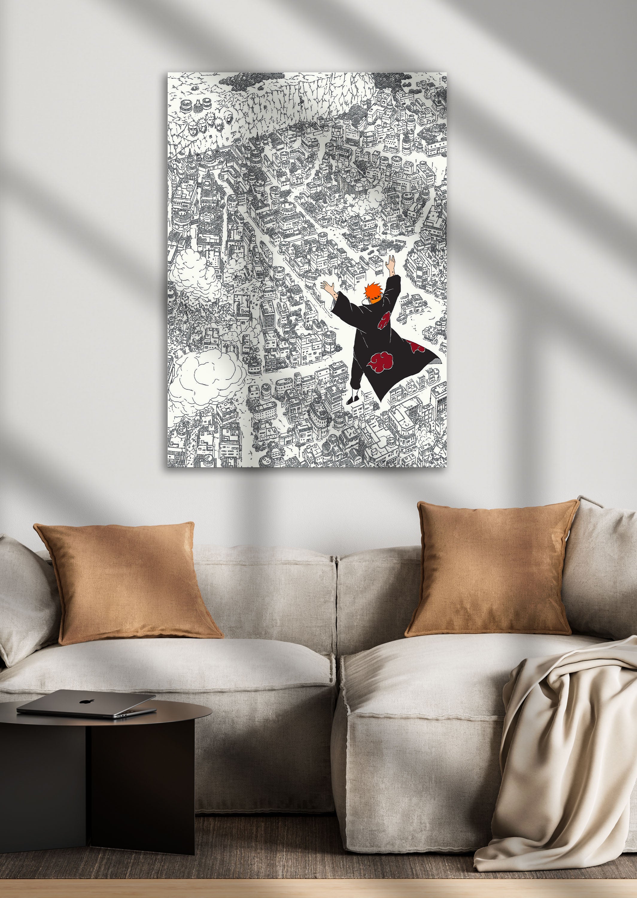 Akatsuki Pain attacks Leaf Village - Naruto Shippuden Anime Metal Poster