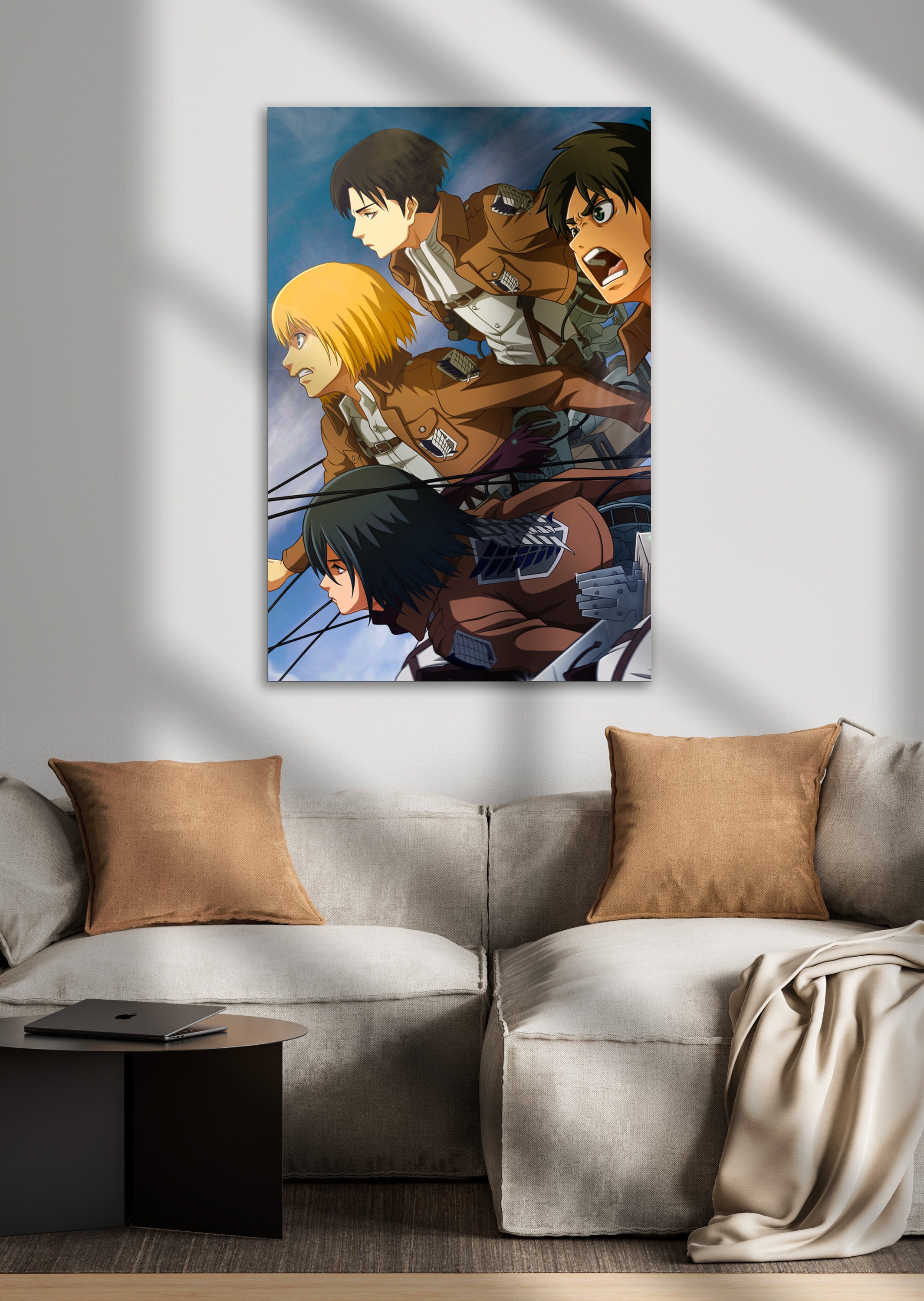Attack on Titan Eren Yeager, Mikasa Ackerman, Armin Arlert, and Levi Ackerman Anime Metal Poster