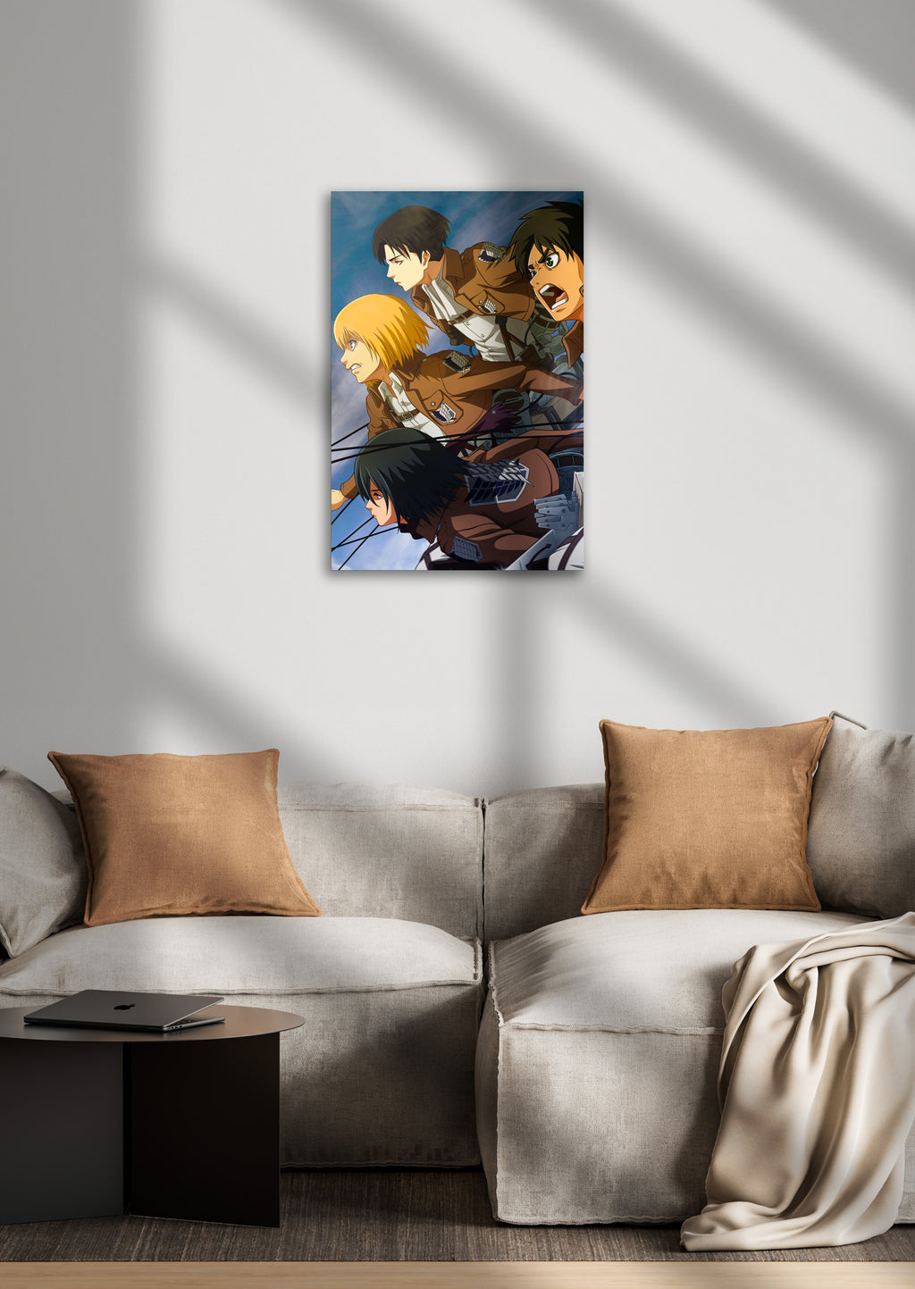 Attack on Titan Eren Yeager, Mikasa Ackerman, Armin Arlert, and Levi Ackerman Anime Metal Poster
