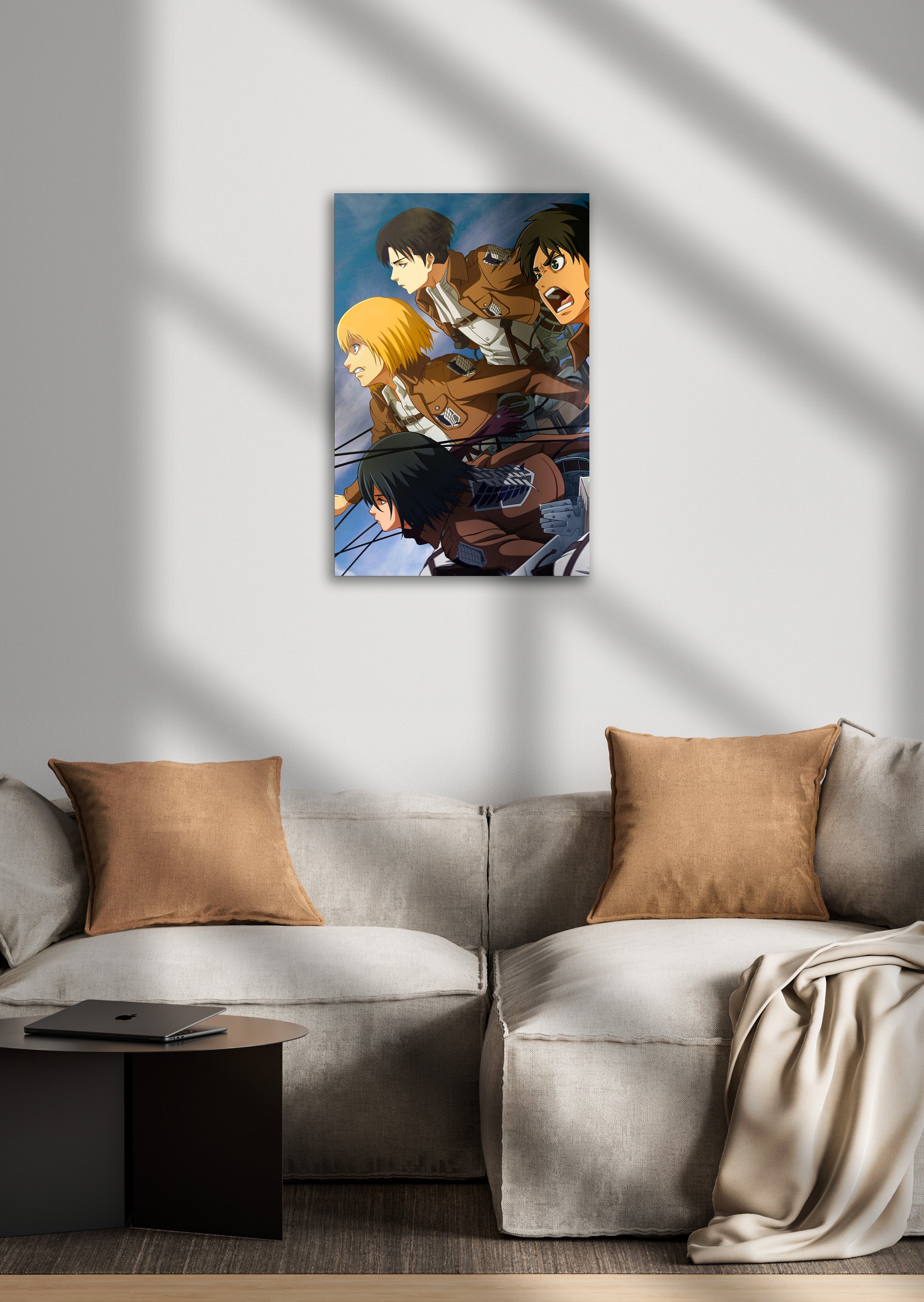 Attack on Titan Eren Yeager, Mikasa Ackerman, Armin Arlert, and Levi Ackerman Anime Metal Poster
