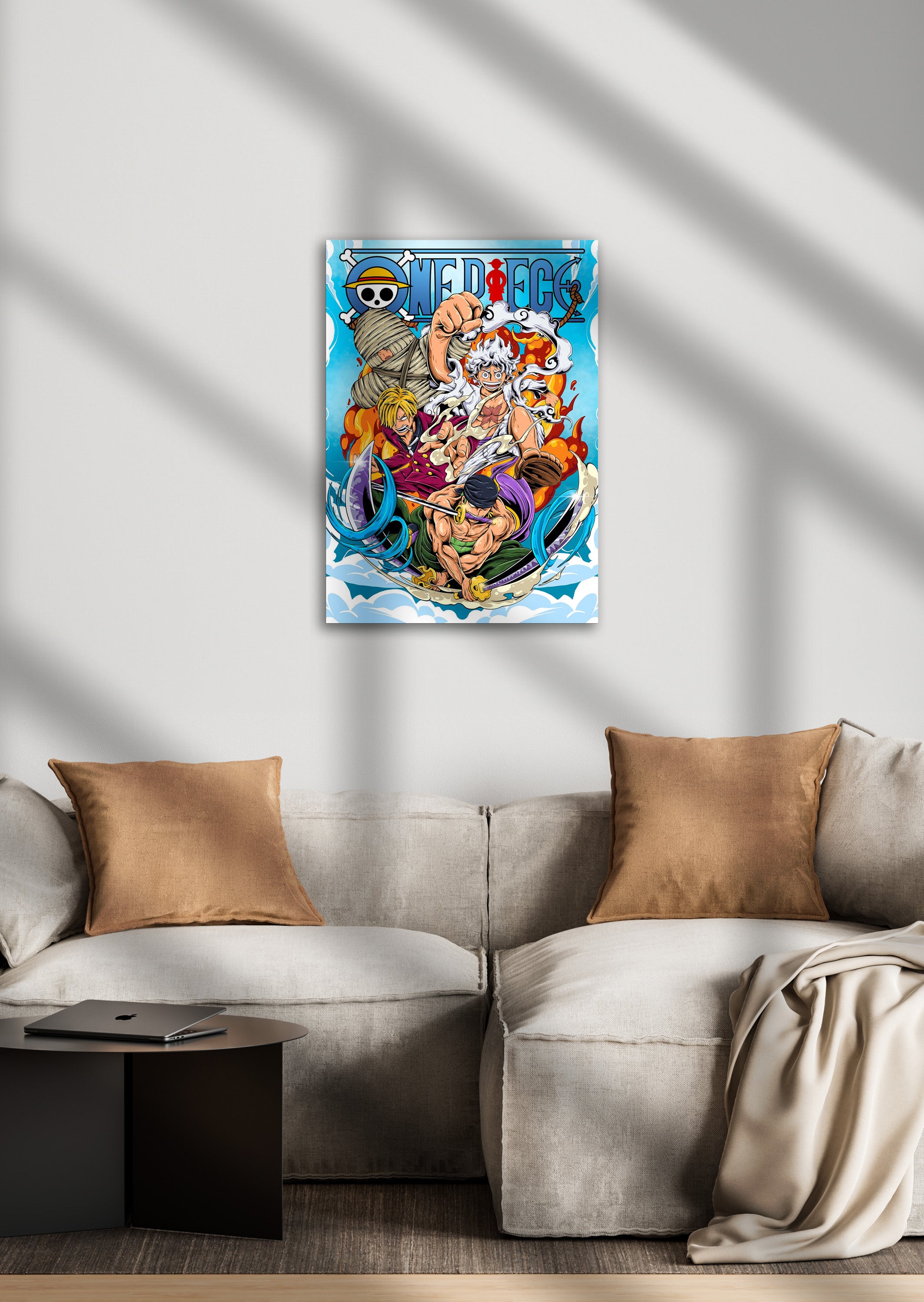 Luffy, Zoro & Sanji One Piece Anime Metal Poster | Legendary Trio of Pirates