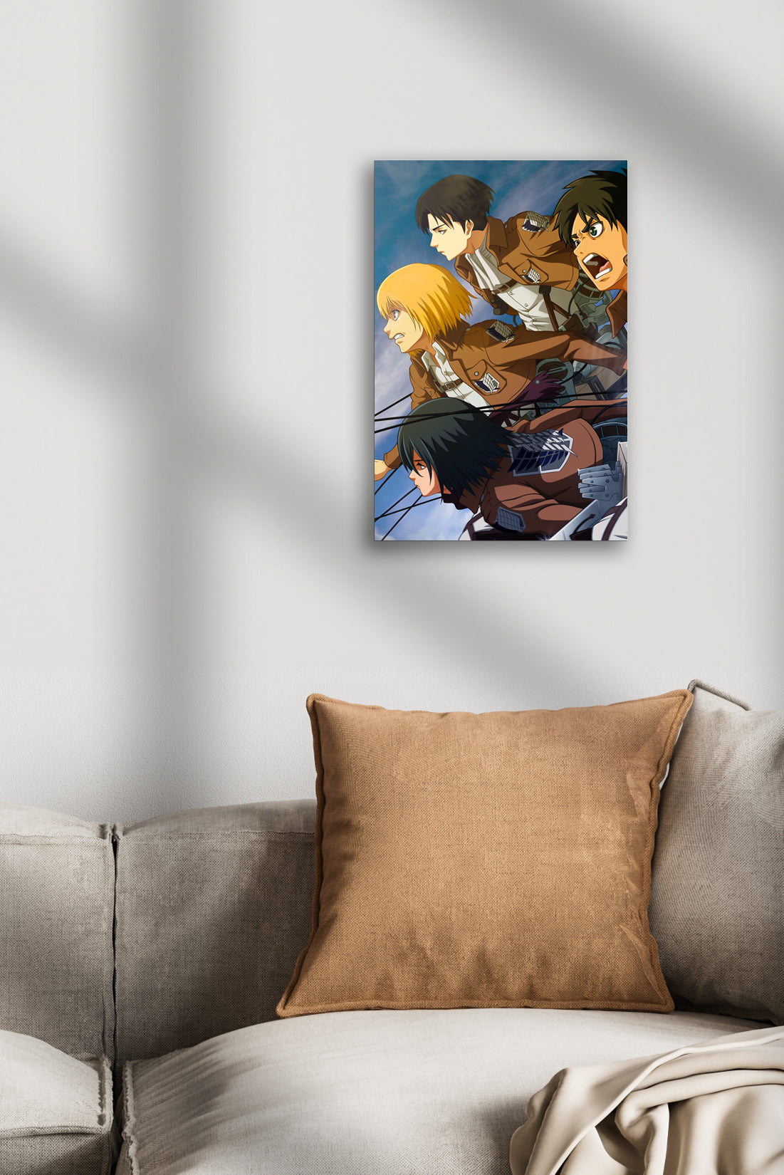 Attack on Titan Eren Yeager, Mikasa Ackerman, Armin Arlert, and Levi Ackerman Anime Metal Poster