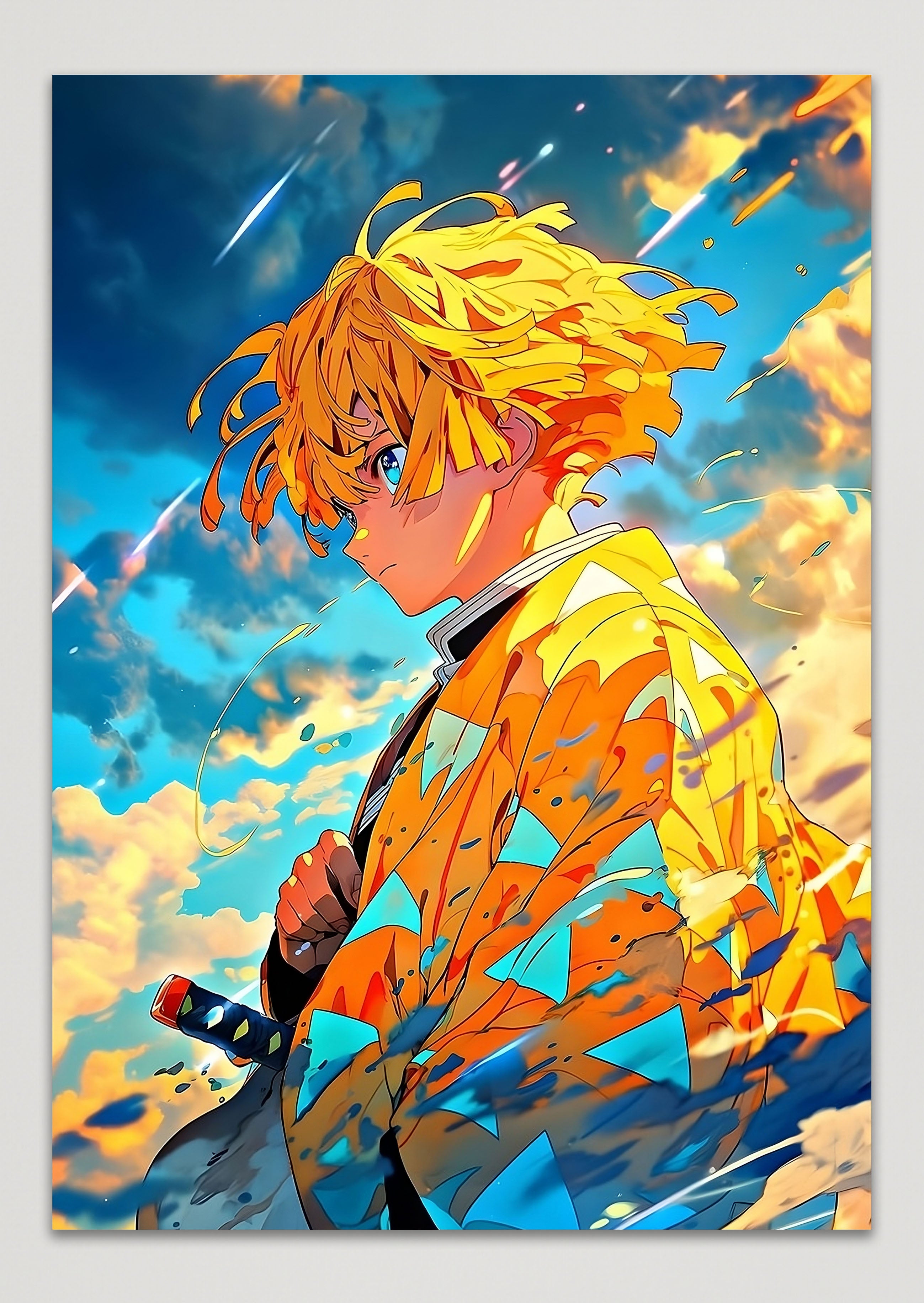Zenitsu Agatsuma Demon Slayer Anime Metal Poster