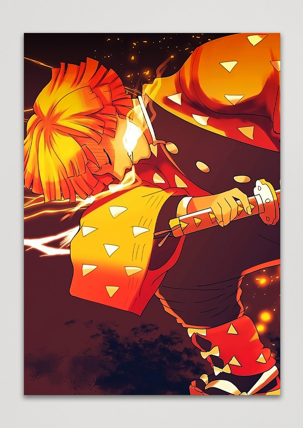 Zenitsu Agatsuma Demon Slayer  Anime Metal Poster