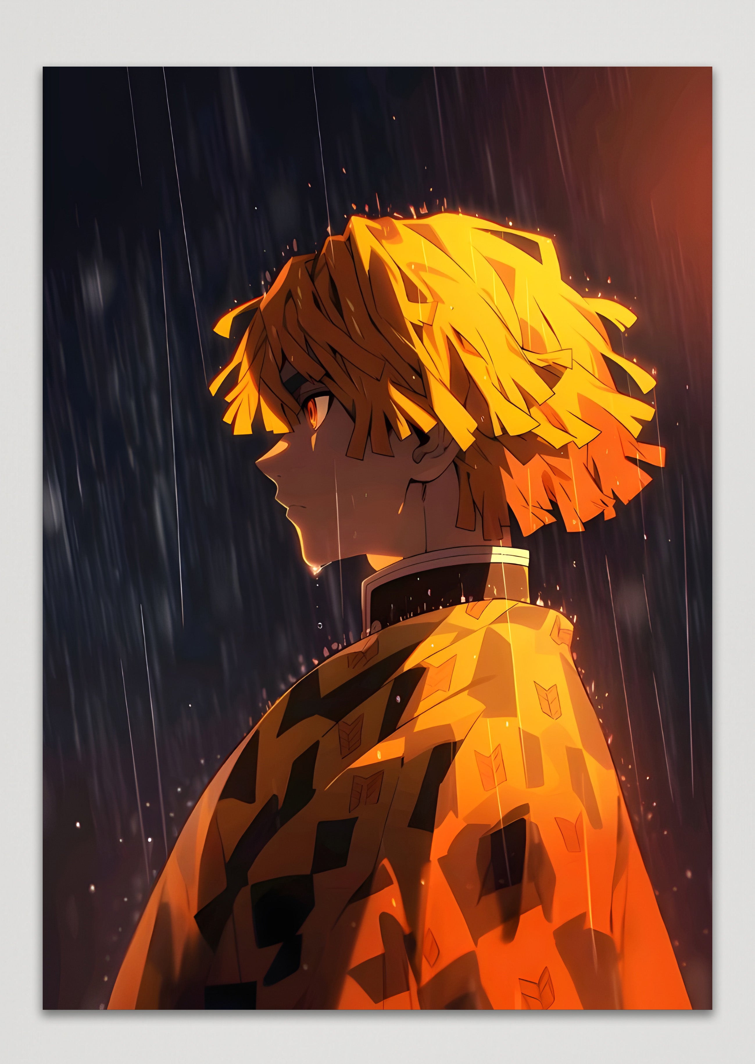 Zenitsu Agatsuma Kimetsu No Yaiba Anime Metal Poster