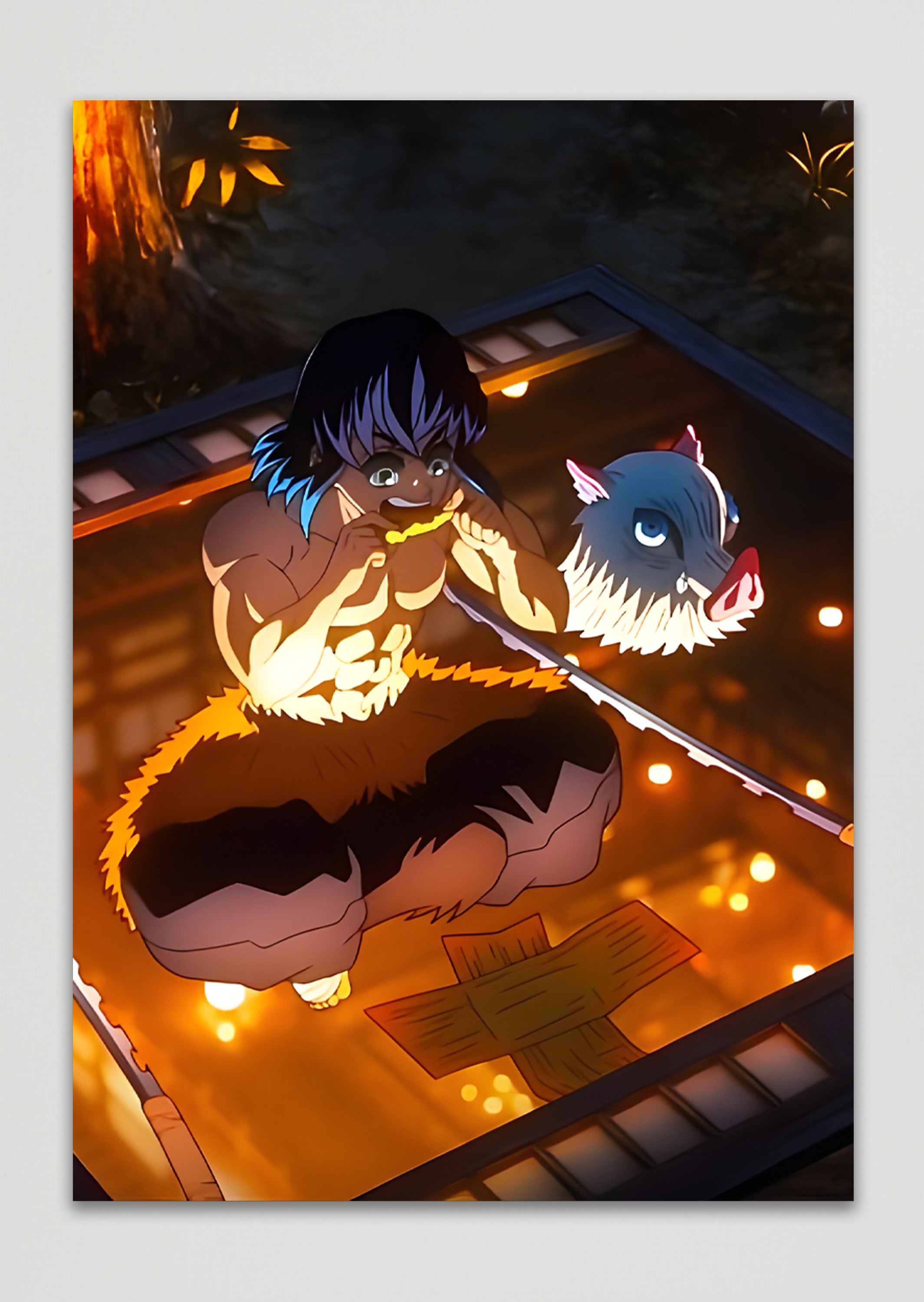 Inosuke Hashibira Demon Slayer Infinity Castle Anime Metal Poster