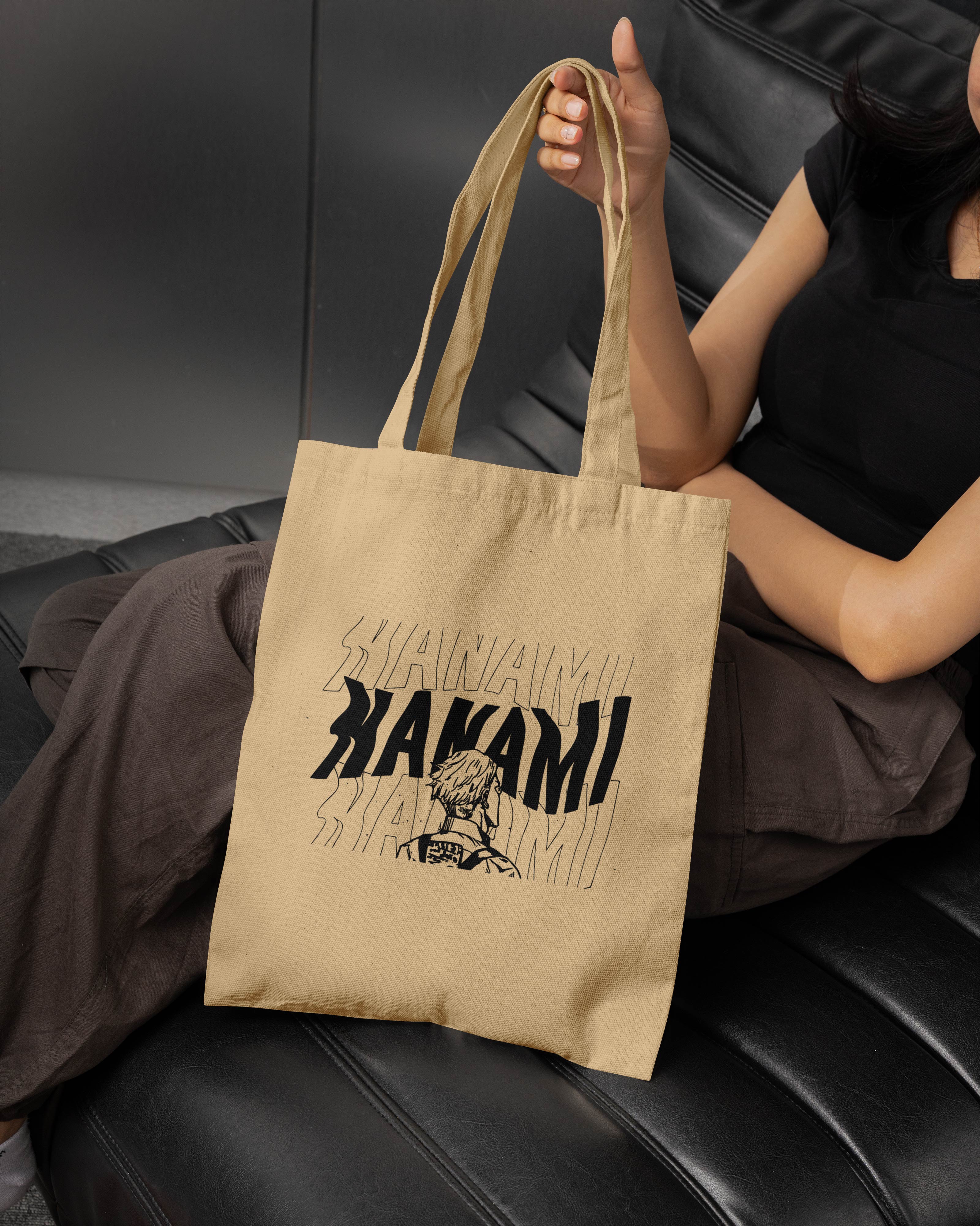 Nanami Printed Canvas Tote Bag – Minimal Work Mode Cotton Tote | Reusable Everyday Canvas Shopping Bag (15 x 16 inch, Natural Beige)