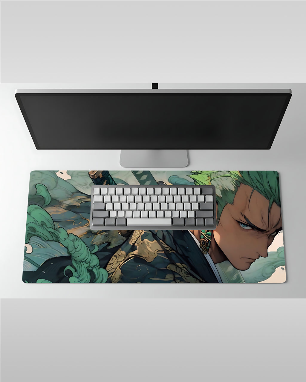 One Piece Zoro Blade Focus Desk Mat – Swordsman Vibe Gaming Pad  58 × 28 cm Desk Surface
