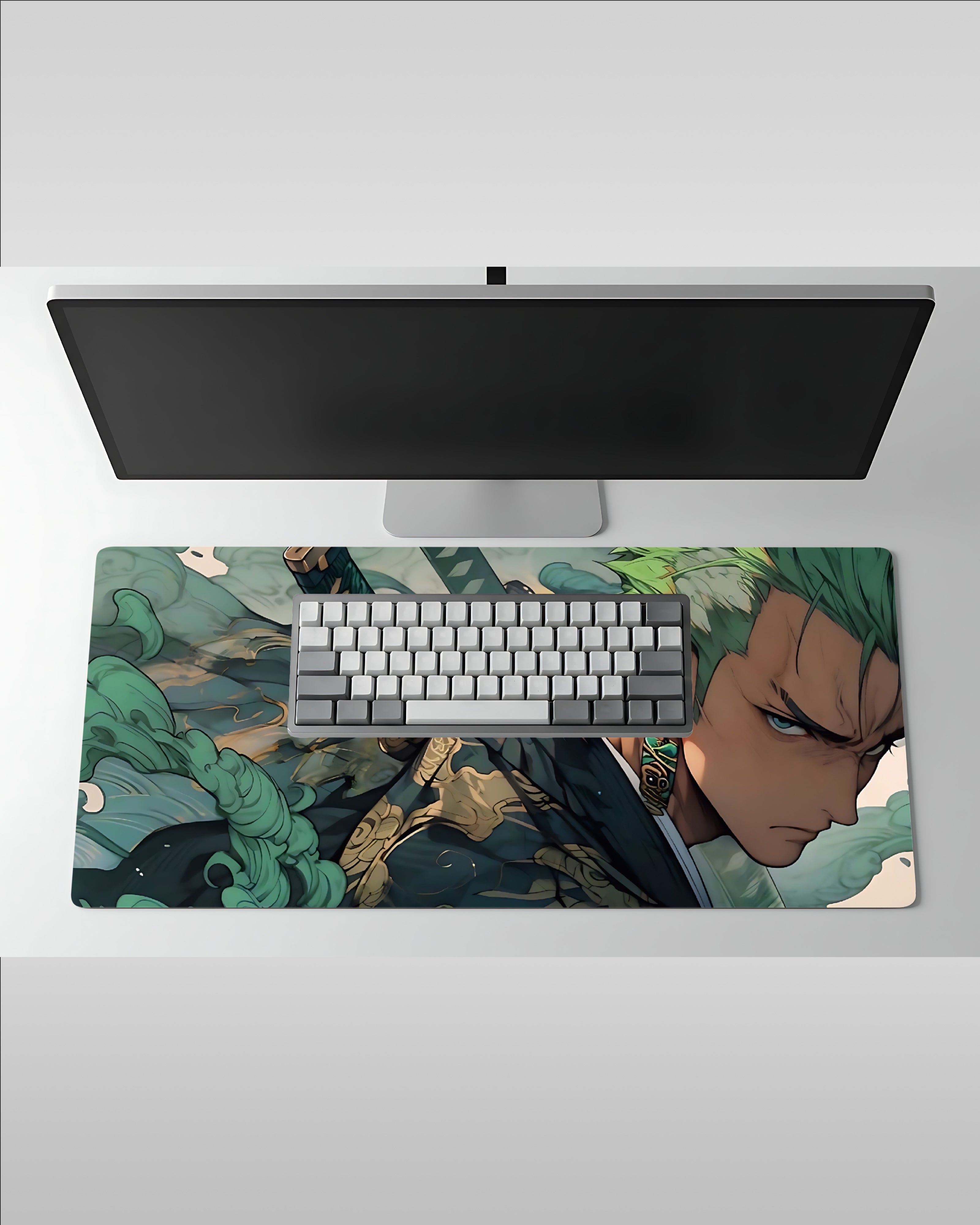One Piece Zoro Blade Focus Desk Mat – Swordsman Vibe Gaming Pad  58 × 28 cm Desk Surface