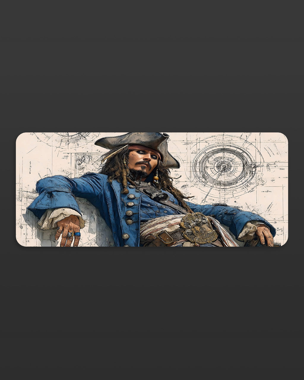 Pirates of Carabiean Jack Sparrow Desk Mat – Adventure Vibe Gaming Pad  58 × 28 cm Mat