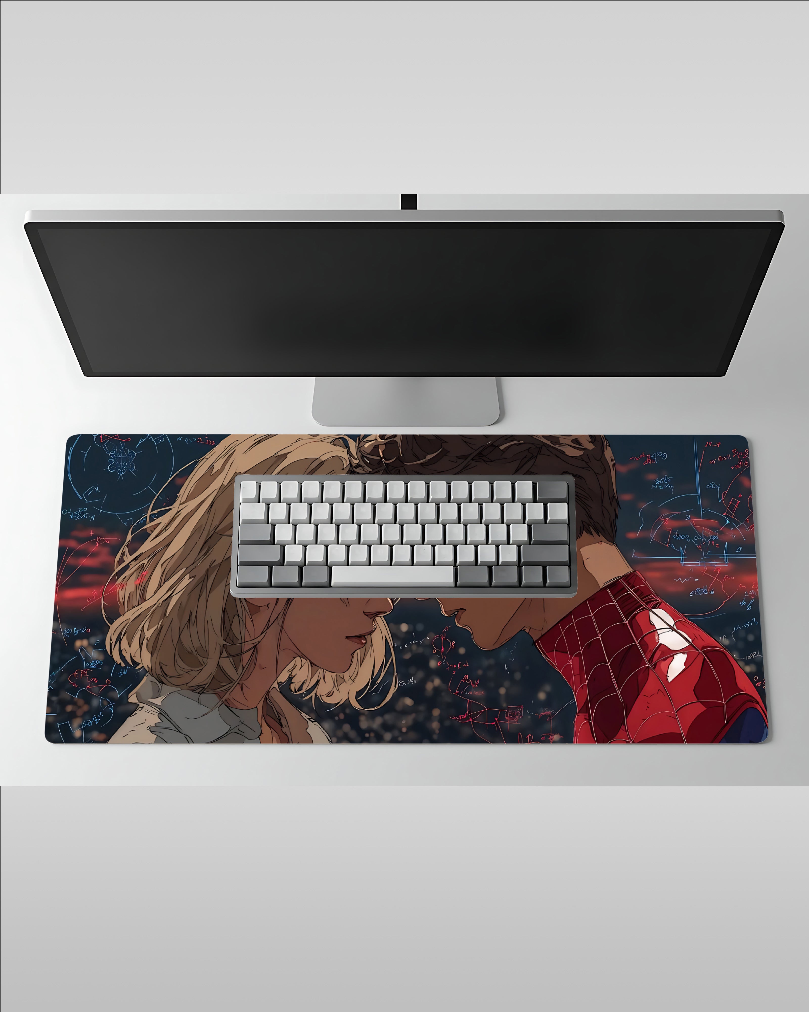 Spiderman and Gwen Web Vibe Desk Mat – Neon Hero Gaming Pad  58 × 28 cm Desk Surface