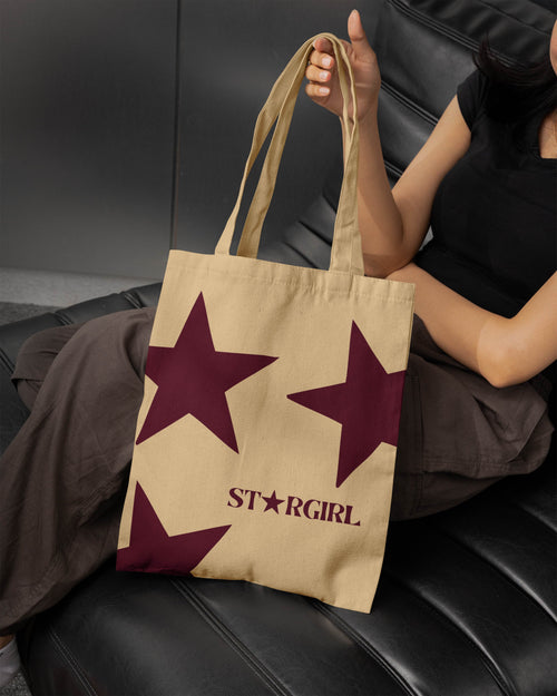 Stargirl Printed Canvas Tote Bag – Aesthetic Minimal Cotton Tote  Reusable Everyday Canvas Shopping Bag (15 x 16 inch, Natural Beige)