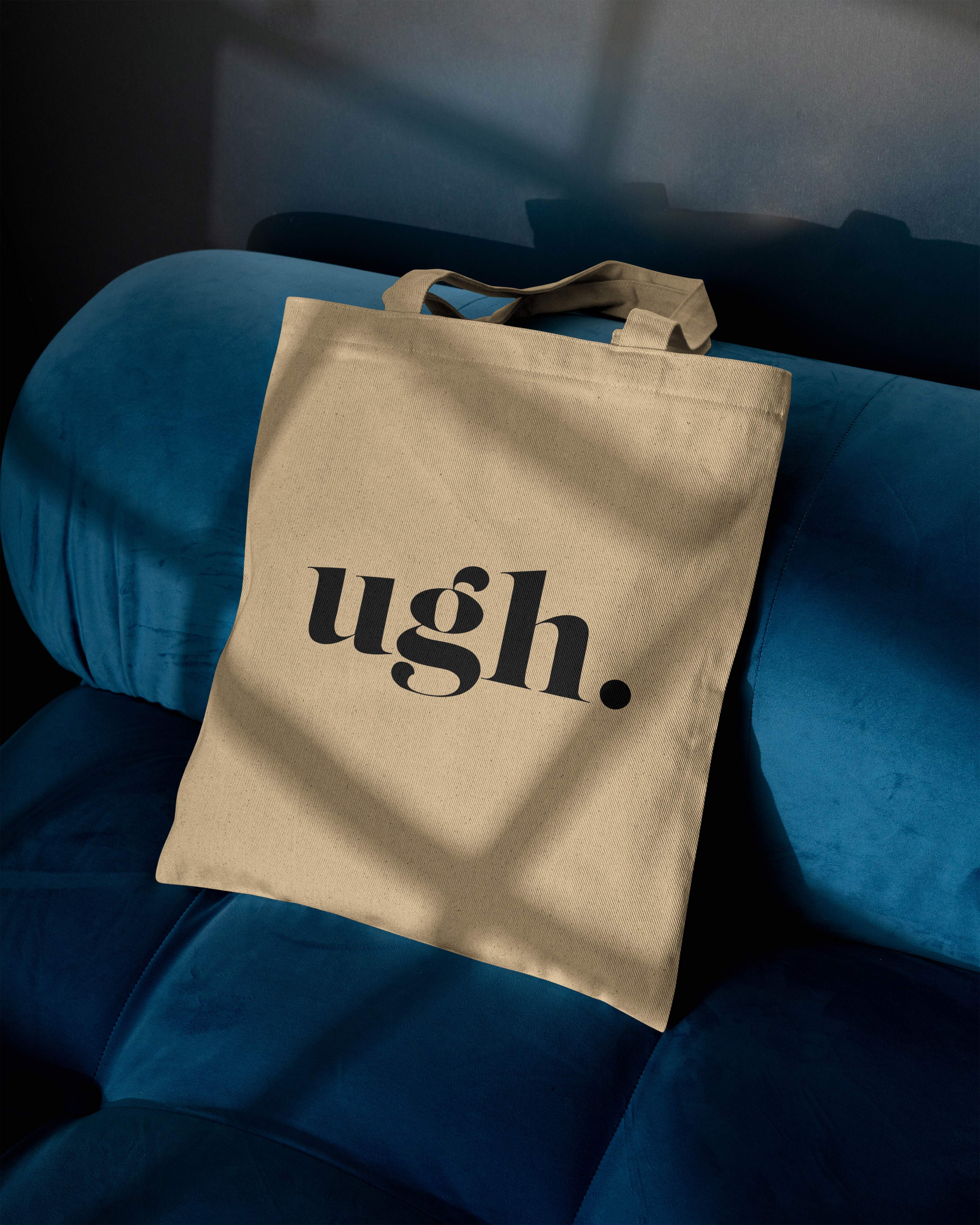 UGH Printed Canvas Tote Bag – Funny Relatable Cotton Tote | Reusable Everyday Canvas Shopping Bag (15 x 16 inch, Natural Beige)